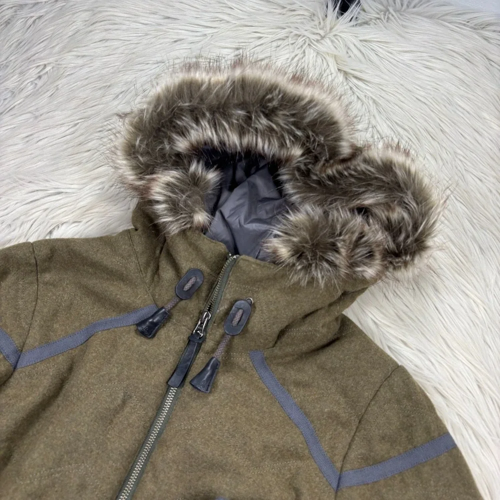 PrAna Women's‎ XS Olive Green Calla Zip-Up Wool Blend Jacket Gorpcore Cabincore